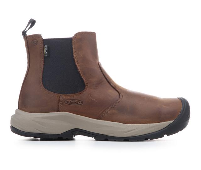 Men's KEEN Utility Highframe Chelsea Waterproof Work Boots in Dark Earth/Blac color