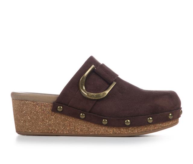 Women's Vintage 7 Eight Germaine Wedge Clogs in Brown color