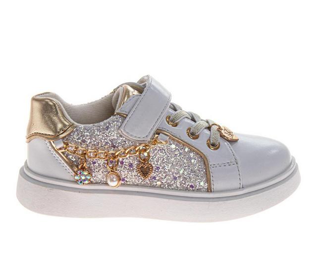 Kensie Girl Glitter Charms Sneaker 5-10 in White color