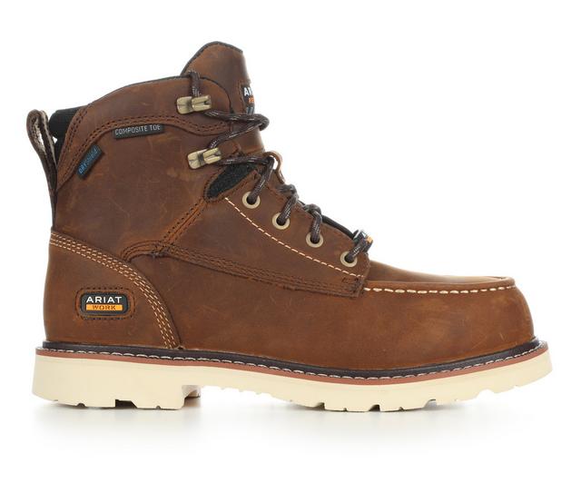 Women's Ariat Rebar Lift Waterproof Comp Toe Work Boots in Distressed Brow color