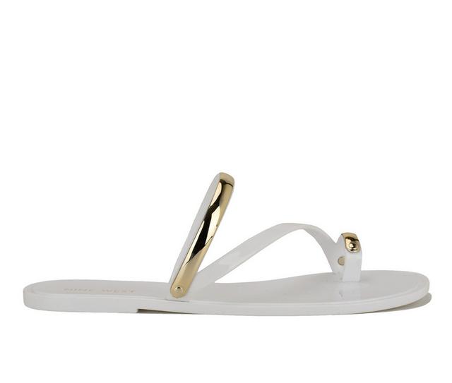 Women's Nine West Seashell Sandals in White/Gold color