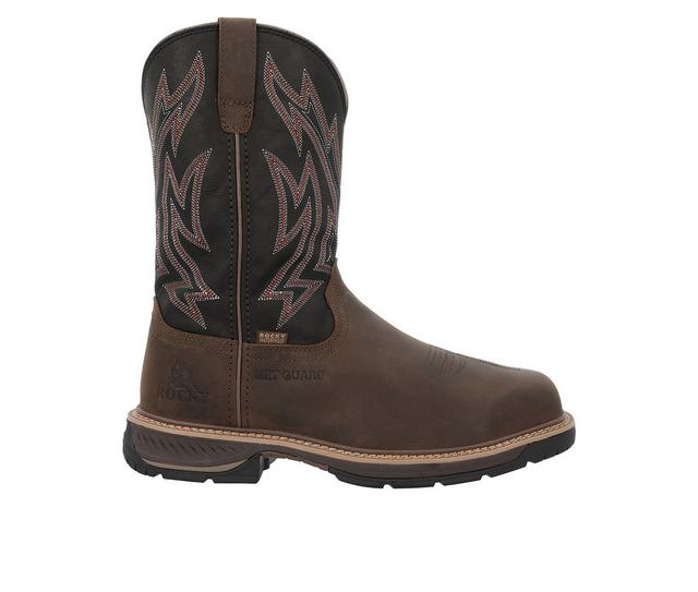 Men's Rocky Ride Lite Carbon Toe Western Boot Cowboy Boots in Brown Leather color