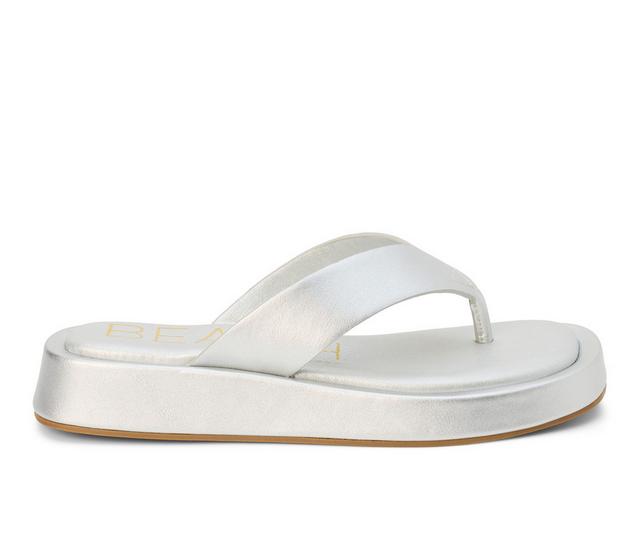 Women's Beach by Matisse Mallorca Flip-Flops in Silver color