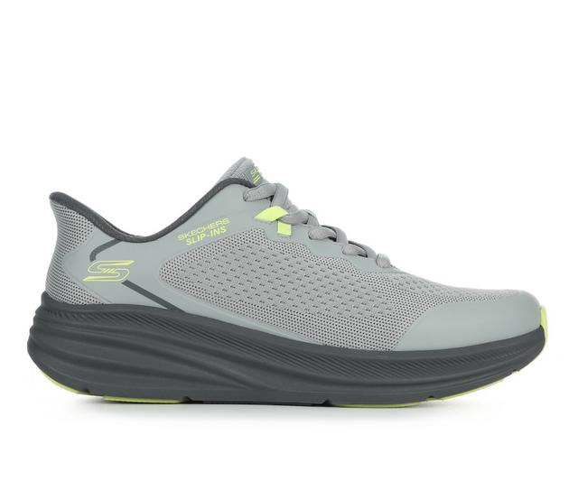 Men's Skechers 118431 Bobs Skillz Walking Shoes in Gry/Blk/Lime W color