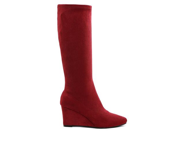 Women's London Rag Tulsha Knee High Boots in Dark Red color