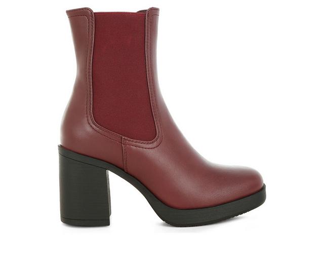 Women's London Rag Scuala Heeled Boots in Burgundy color