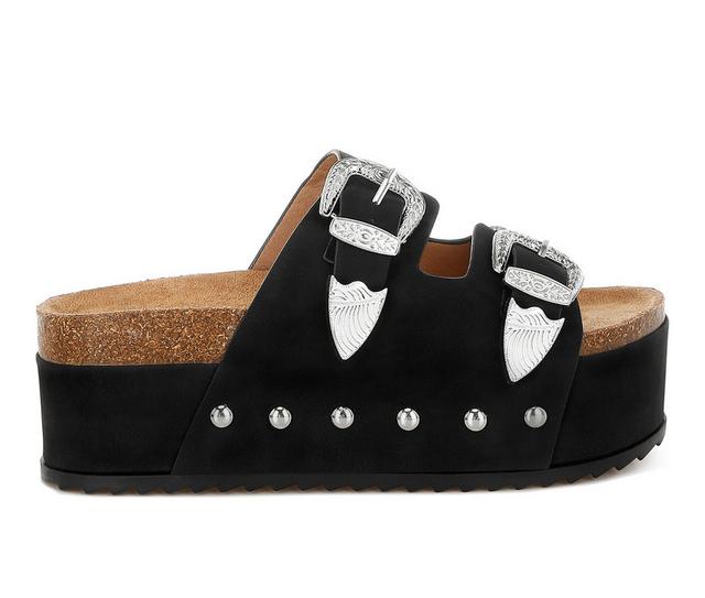 Women's London Rag Zaphod Footbed Sandals in Black color