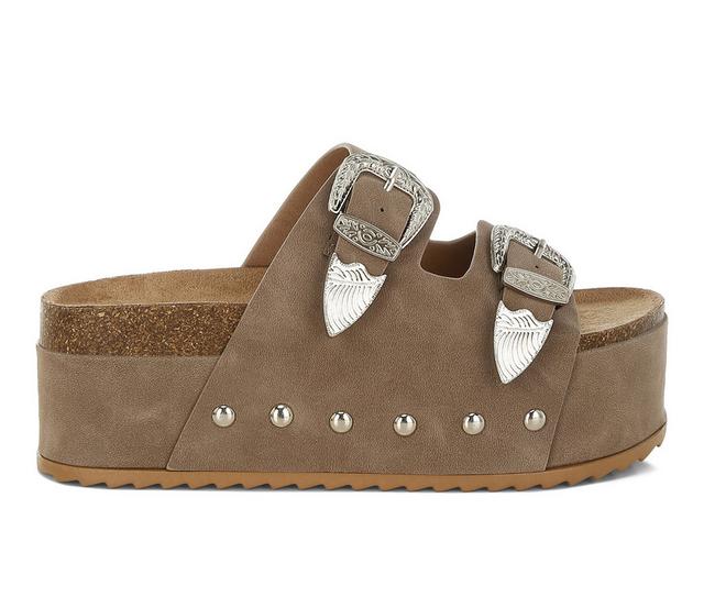 Women's London Rag Zaphod Footbed Sandals in Taupe color