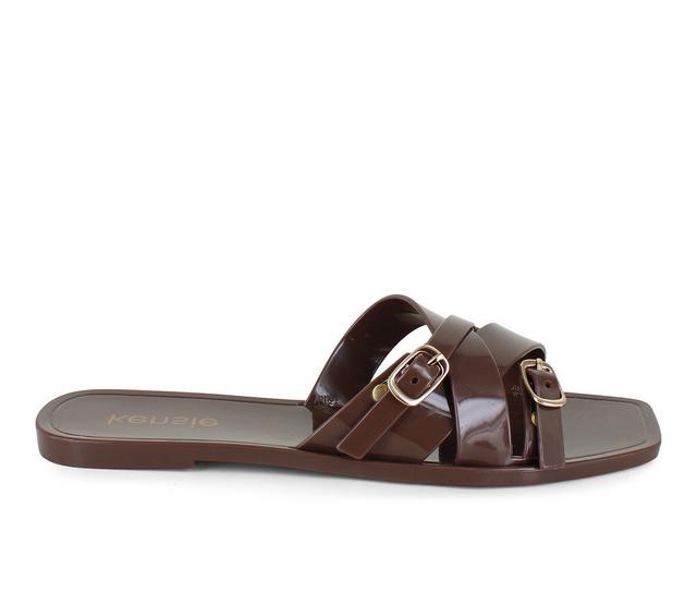 Women's KENSIE Jellie Slides Sandals in Chocolate color