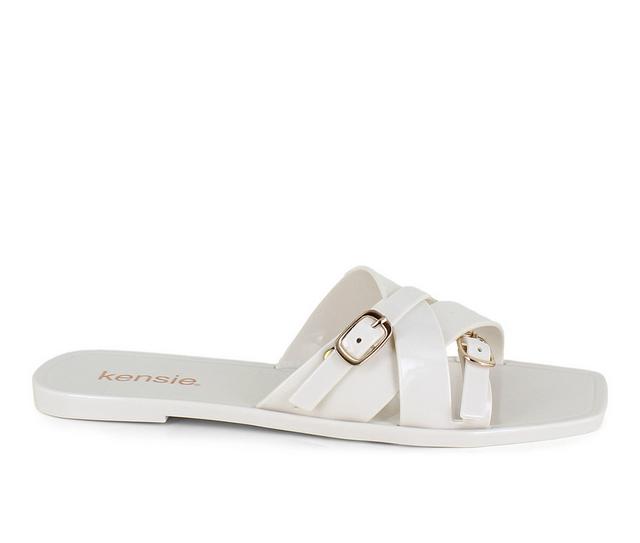 Women's KENSIE Jellie Slides Sandals in Off White color