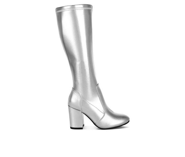Women's Rag & Co Halara Knee High Boots in Silver color
