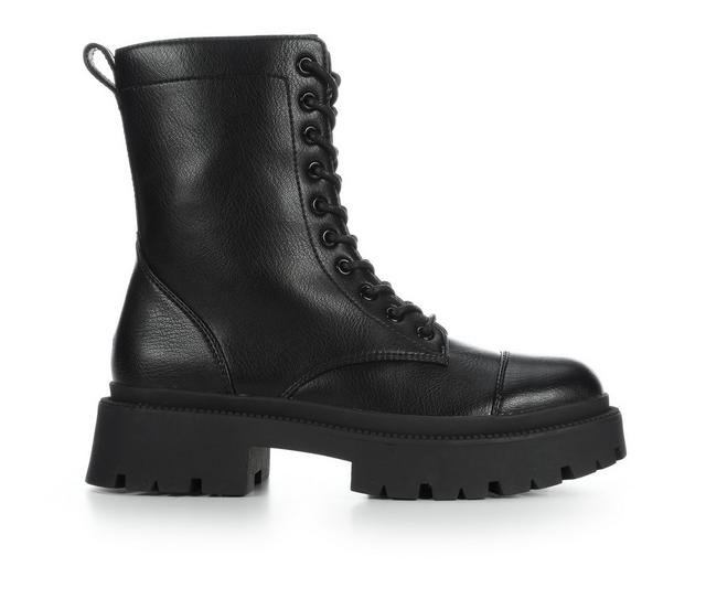Women's Madden Girl Aash Combat Boots in Black Paris color