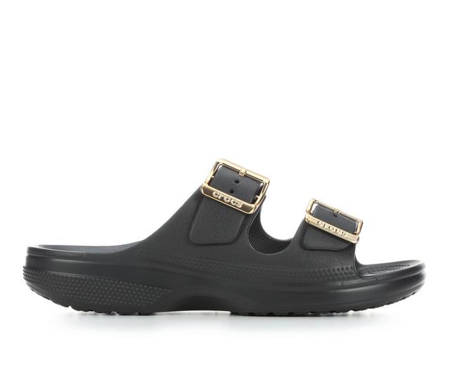 Women's Crocs Saturday Metallic Buckle Sandal in Black color