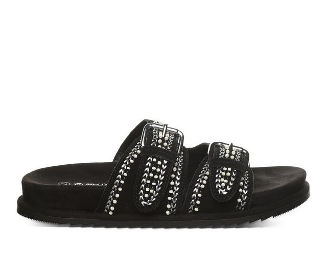 Women's Bearpaw Anya Footbed Sandals in Black color