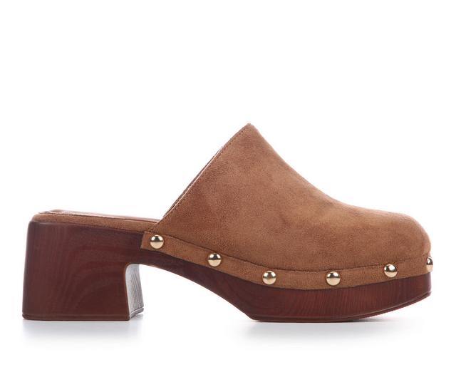 Women's Madden Girl Chipper Clogs in Cognac Fabric color