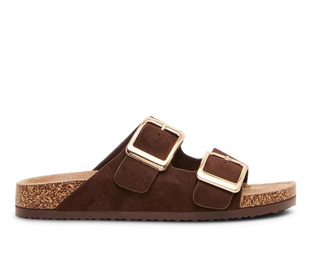 Women's Madden Girl Breeezy Footbed Sandals in Chocolate color