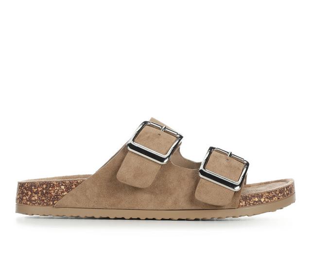 Women's Madden Girl Breeezy Footbed Sandals in Taupe color