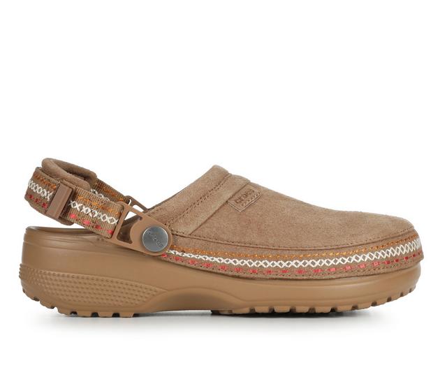 Women's Crocs Crafted Suede Stitch Clog in Sepia color