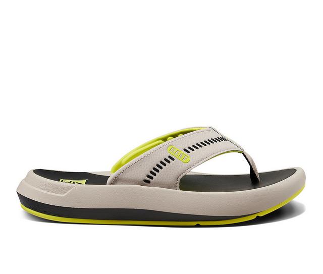 Men's Reef Men's Cruiser Thong Sandals Flip-Flops in Grey/Lime color