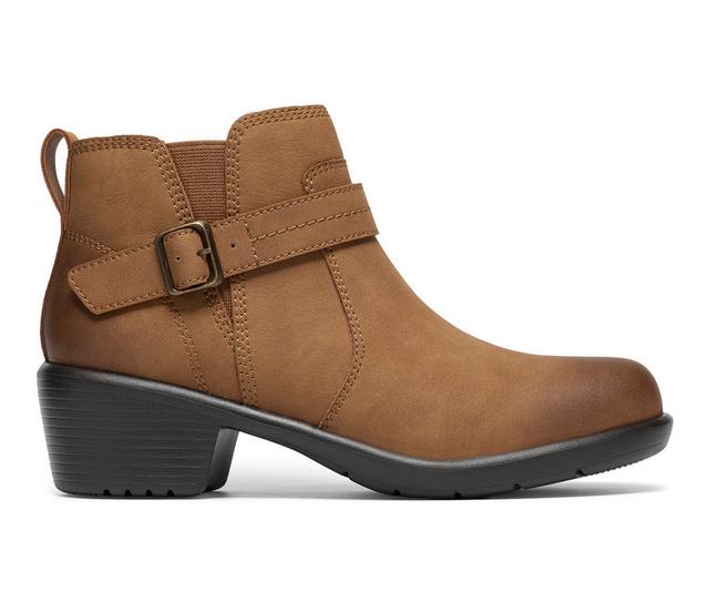Women's Clarks Kynnzie Rise Booties in Dark Tan color