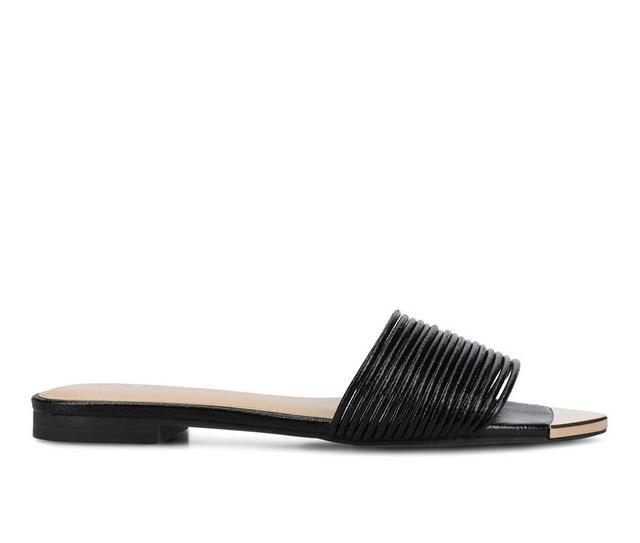 Women's Journee Collection Feather Sandals in Black color