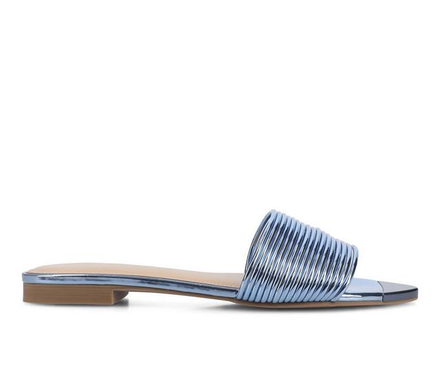 Women's Journee Collection Feather Sandals in Blue color