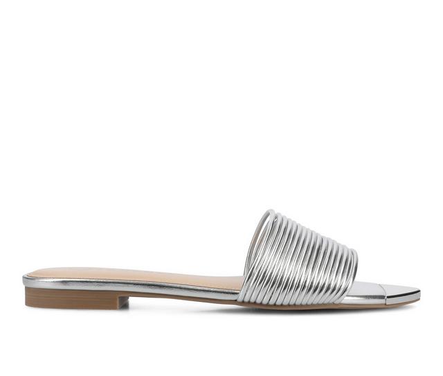 Women's Journee Collection Feather Sandals in Silver color