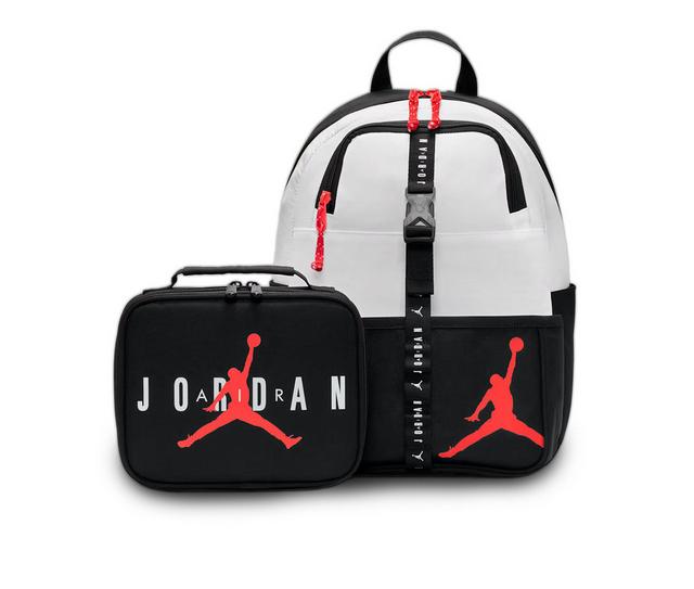 Jordan Air Backpack & Lunch Bag Set in WHITE/BLACK color