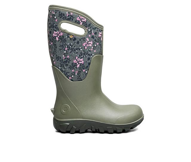 Women's Bogs Footwear Classic Seamless Demure Floral Rain Boots in Olive Multi color