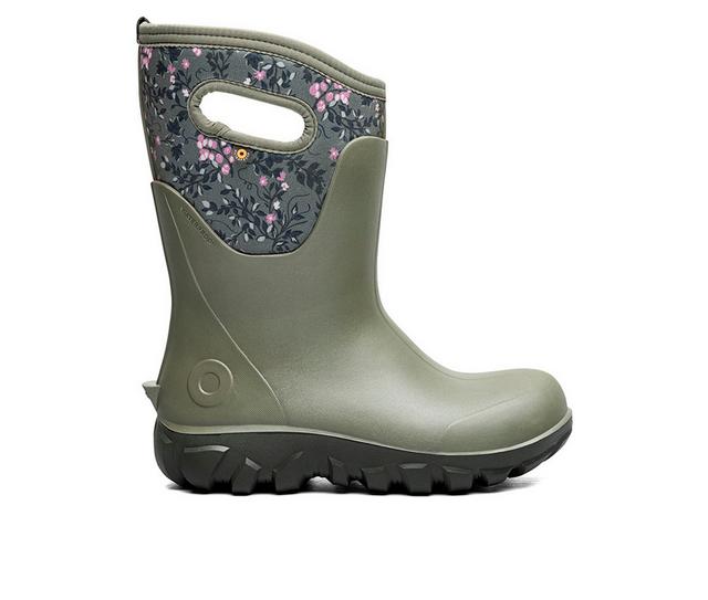 Women's Bogs Footwear Classic Seamless Demure Floral Mid Sport & Hiker Boots in Olive Multi color