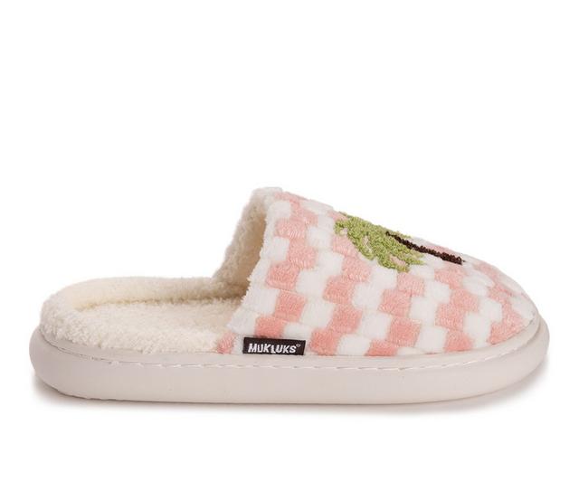 MUK LUKS Women's Joss Slippers in Pink Palm color