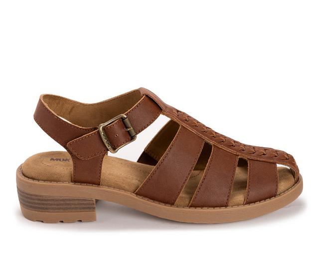 Women's MUK LUKS Vanilla Sandals in Dark Brown color