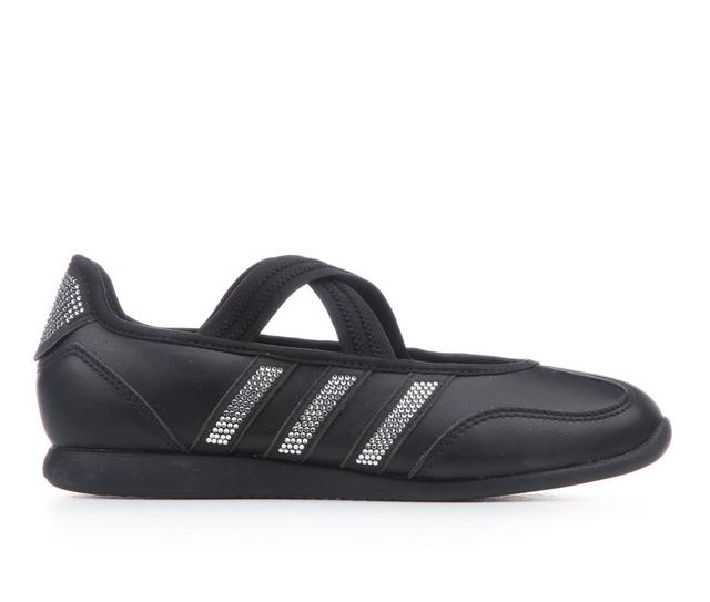 Girls' Adidas Barreda Mary Jane Suede Junior Girls Flats in Blk/Blk/Stone color