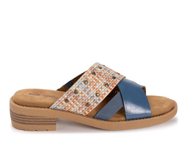 Women's MUK LUKS Vittoria Sandals in Multi Blue color