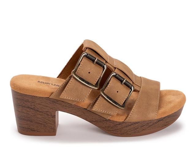 Women's MUK LUKS Myra Heeled Sandals in Tan color