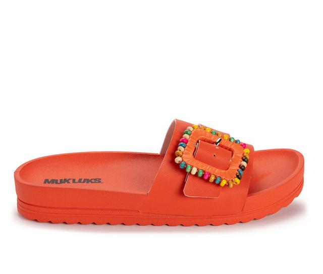 Women's MUK LUKS Grand Colette Slides in Orange color