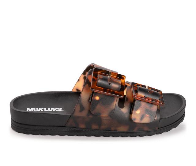Women's MUK LUKS Grand Cayman Lucite Slide Sandals in Tortoise Clear color