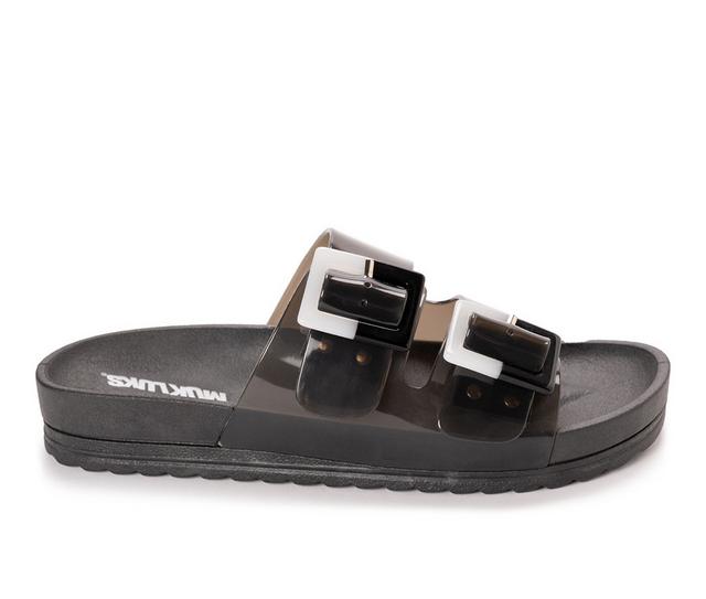 Women's MUK LUKS Grand Cayman Lucite Slide Sandals in Black Clear color