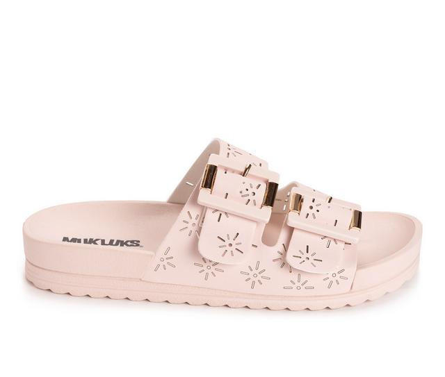 Women's MUK LUKS Grand Cayman Perf Slide Sandals in Pink Perf color