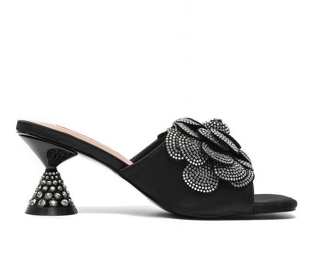 Women's Lady Couture Petal Heeled Sandals in Black color
