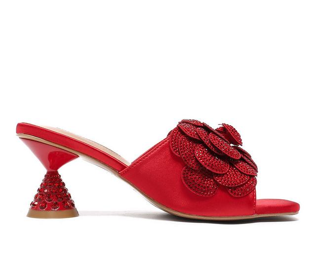 Women's Lady Couture Petal Heeled Sandals in Red color