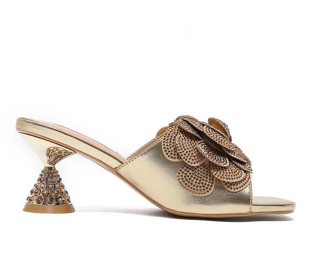 Women's Lady Couture Petal Heeled Sandals in Gold color