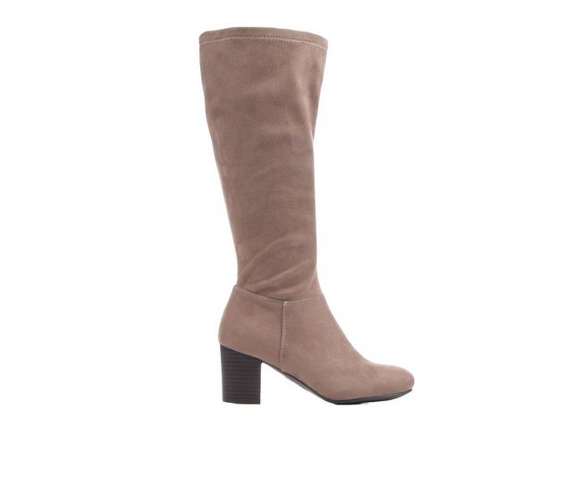 Women's Blue Aura Classic Heeled Knee High Boots in Mud color