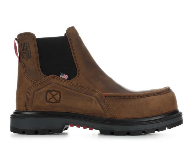 Men's TWISTED X 6" Work Chelsea USA Work Boots in Brown/Black color