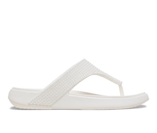 Women's Crocs Getaway Gems Triangle Flip Flip Flops in Chalk color