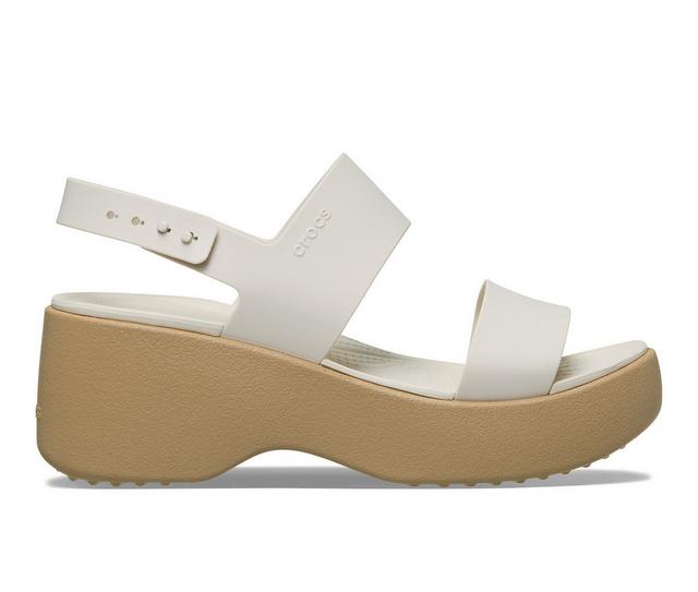 Women's Crocs Brooklyn Sky Sandal Wedge Sandals in Frappe/Cashew color