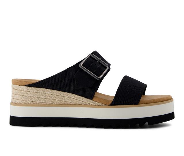Women's TOMS Diana Mule Buckle Sandal Wedges in Black color