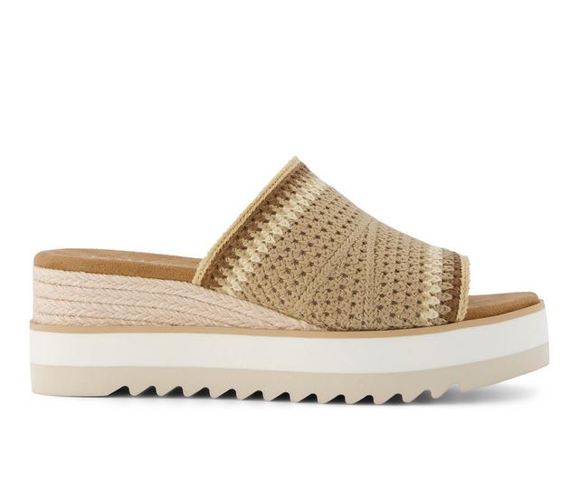 Women's TOMS Diana Mules Wedge Sandals in Dark Beige color
