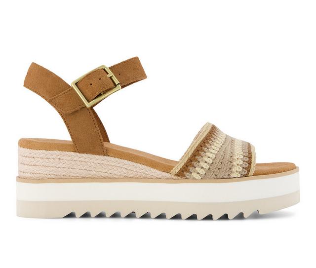 Women's TOMS Diana Wedge Sandal Wedges in Dark Beige color