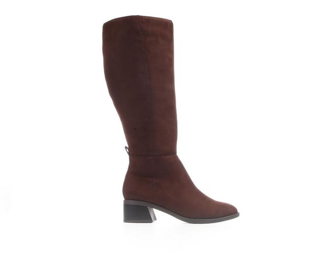 Women's Soda Manakin Wide Calf Knee High Boots in Tobacco color